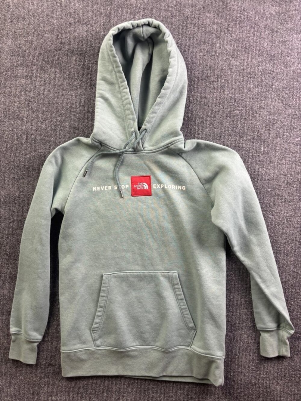 The North Face‎ Hoodie Sweatshirt Womens XS Green Fleece Pullover Box Logo